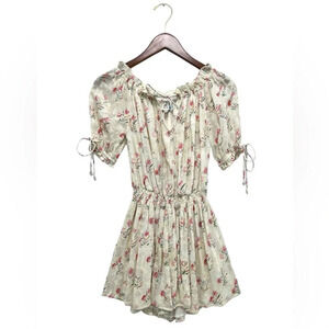 HEMANT & NANDITA Cream Floral Off-Shoulder Romper